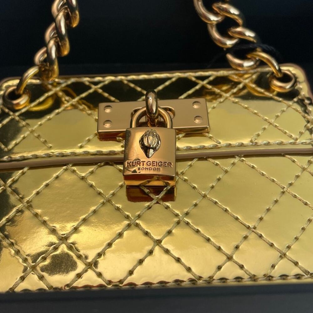 Kurt Geiger London Micro Bag Charm/Keyring, Metallic Gold NWT Box - Picture 4 of 7
